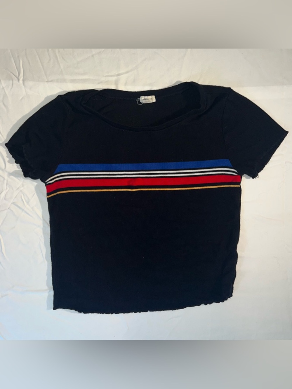 Women’s Black Stripe Crewneck Short Sleeve Top